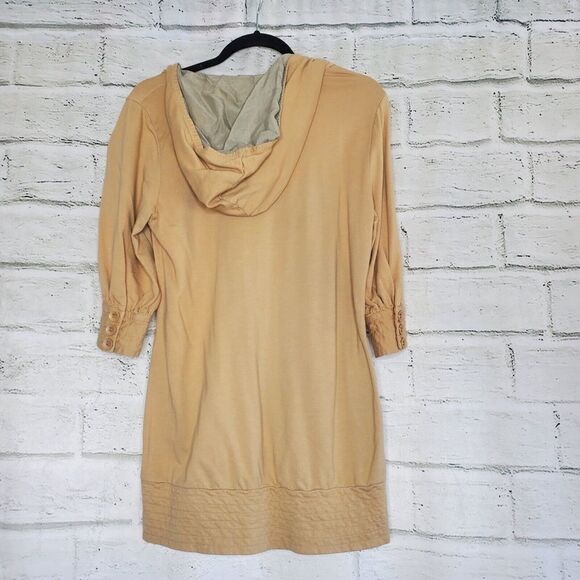 Young Fabulous And Broke Cropped V Neck Shoulder Hoodie Tan Large Cotton - Picture 2 of 9